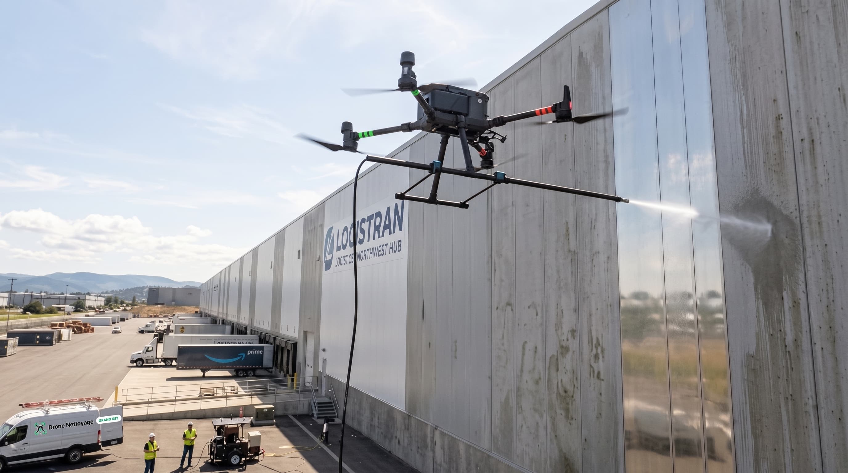 Illustration de Nettoyage de bardage par drone